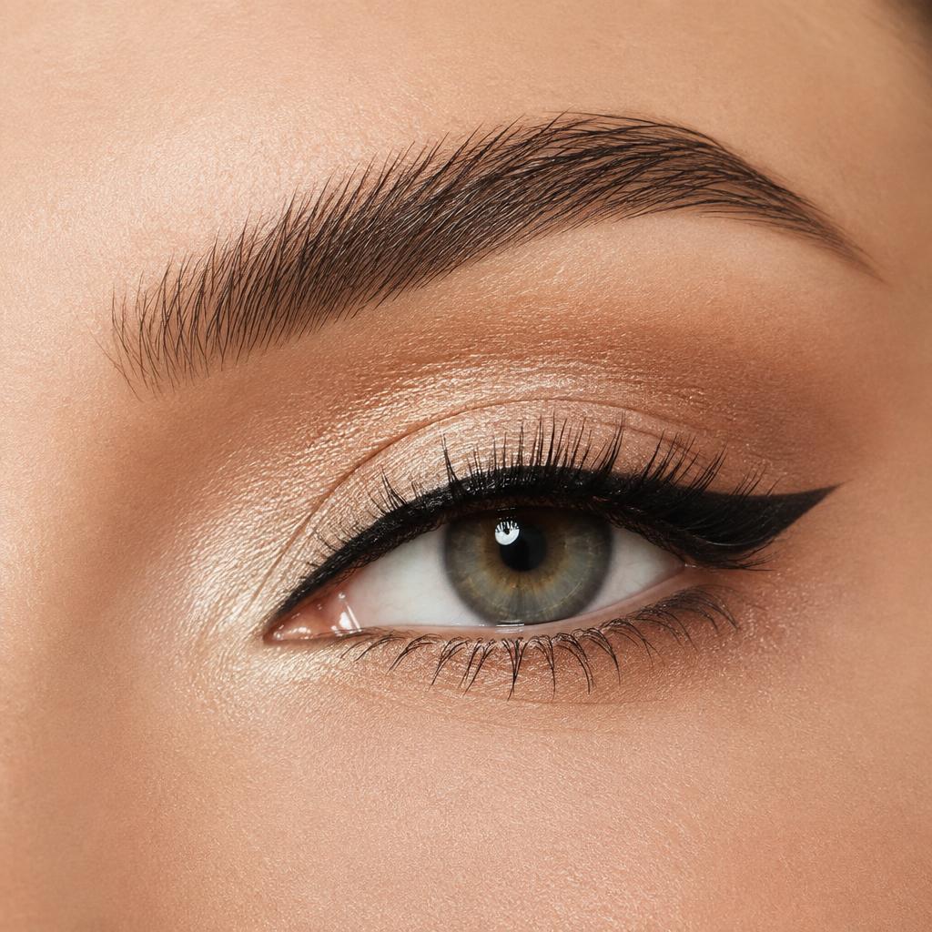 Close-up de maquiagem profissional finalizada